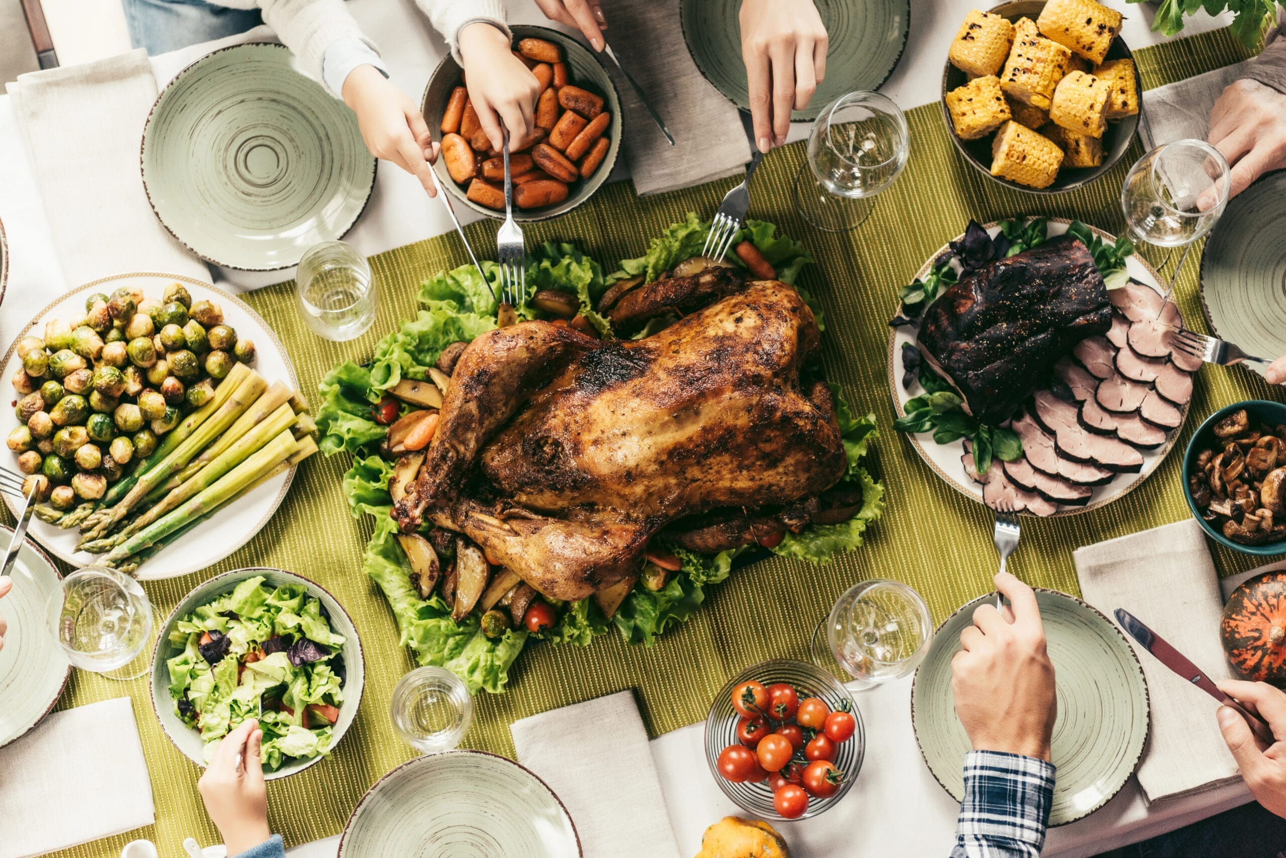 A beautifully set Thanksgiving feast